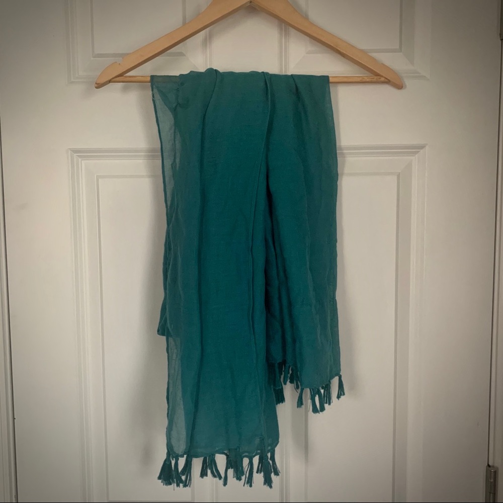 Teal Tassel Scarf